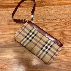 Burberry Beige and Red Checkered Wristlet